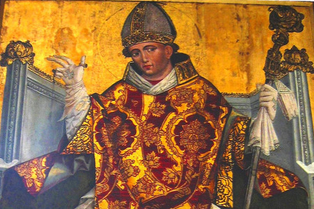 fot. Obraz przedstawiający św. Stanisława BM z około 1490 roku, przechowywany w klasztorze franciszkanów w Krakowie - wikipedia (public domain)